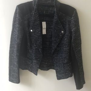 Tweed blazer with black shoulder/side panels